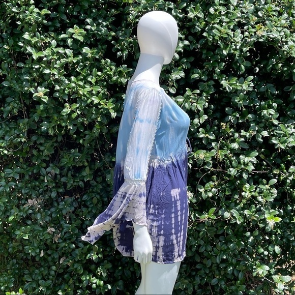 💋NWT BOHO Me Lace Inset Tie Dye Print Tunic Swimsuit Coverup - Picture 6 of 12